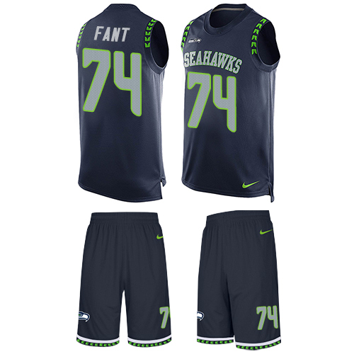 Men's Limited George Fant Nike Jersey Navy Blue - #74 Tank Top Suit NFL Seattle Seahawks